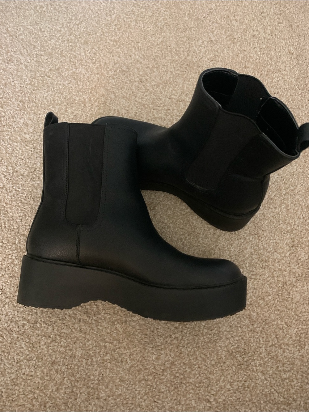 Mix No. 6 Black Platform Chelsea Ankle Boots